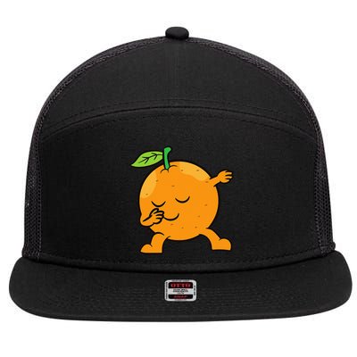 Orange Dabbing Orange Fruit Love Oranges 7 Panel Mesh Trucker Snapback Hat