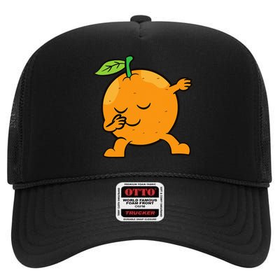 Orange Dabbing Orange Fruit Love Oranges High Crown Mesh Back Trucker Hat