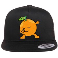 Orange Dabbing Orange Fruit Love Oranges Flat Bill Trucker Hat