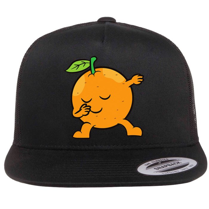 Orange Dabbing Orange Fruit Love Oranges Flat Bill Trucker Hat