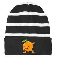 Orange Dabbing Orange Fruit Love Oranges Striped Beanie with Solid Band