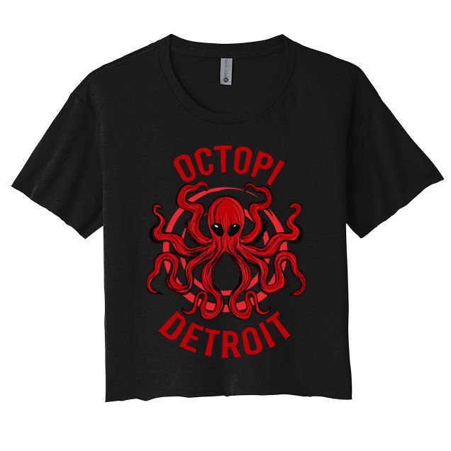 Octopi Detroit Octopus Kraken Tentacles Michigan Souvenir Great Gift Women's Crop Top Tee