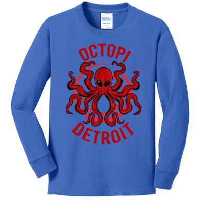 Octopi Detroit Octopus Kraken Tentacles Michigan Souvenir Great Gift Kids Long Sleeve Shirt