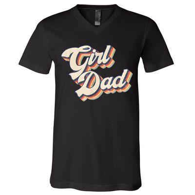 Outnumbered Dad Of Girl Men Fathers Day For Girl Dad V-Neck T-Shirt