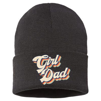 Outnumbered Dad Of Girl Men Fathers Day For Girl Dad Sustainable Knit Beanie