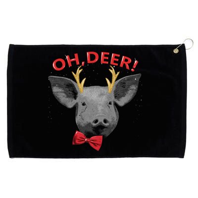 Oh Deer Pig Xmas Red Bowtie Christimas Outfit Funny Gift Grommeted Golf Towel