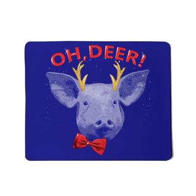 Oh Deer Pig Xmas Red Bowtie Christimas Outfit Funny Gift Mousepad