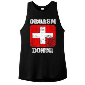 Orgasm Donor Playful Offensive Crass Funny Adult Humor Ladies PosiCharge Tri-Blend Wicking Tank