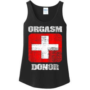 Orgasm Donor Playful Offensive Crass Funny Adult Humor Ladies Essential Tank