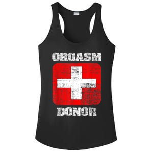 Orgasm Donor Playful Offensive Crass Funny Adult Humor Ladies PosiCharge Competitor Racerback Tank