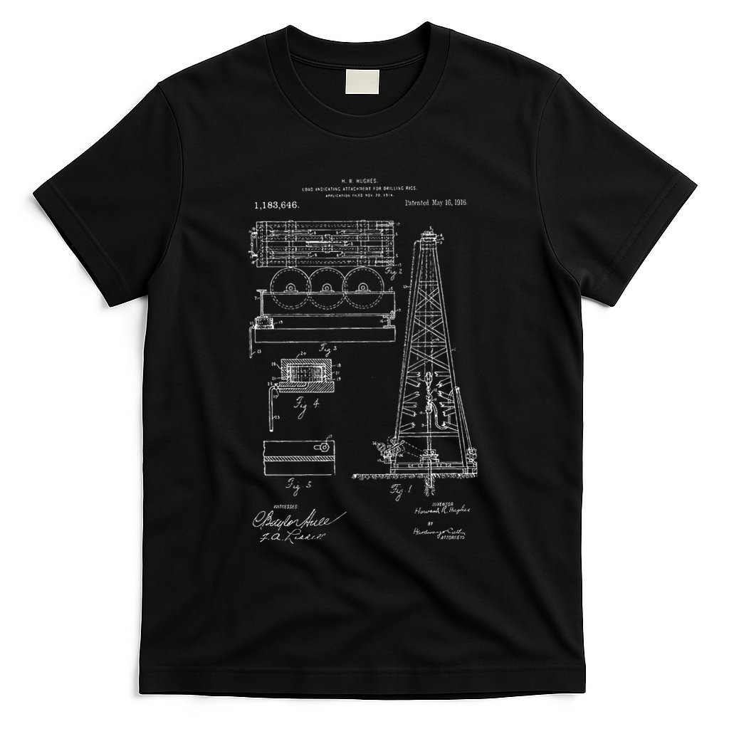 Oil Drilling Rig Patent Graphic Oilfield Driller Gift T-Shirt