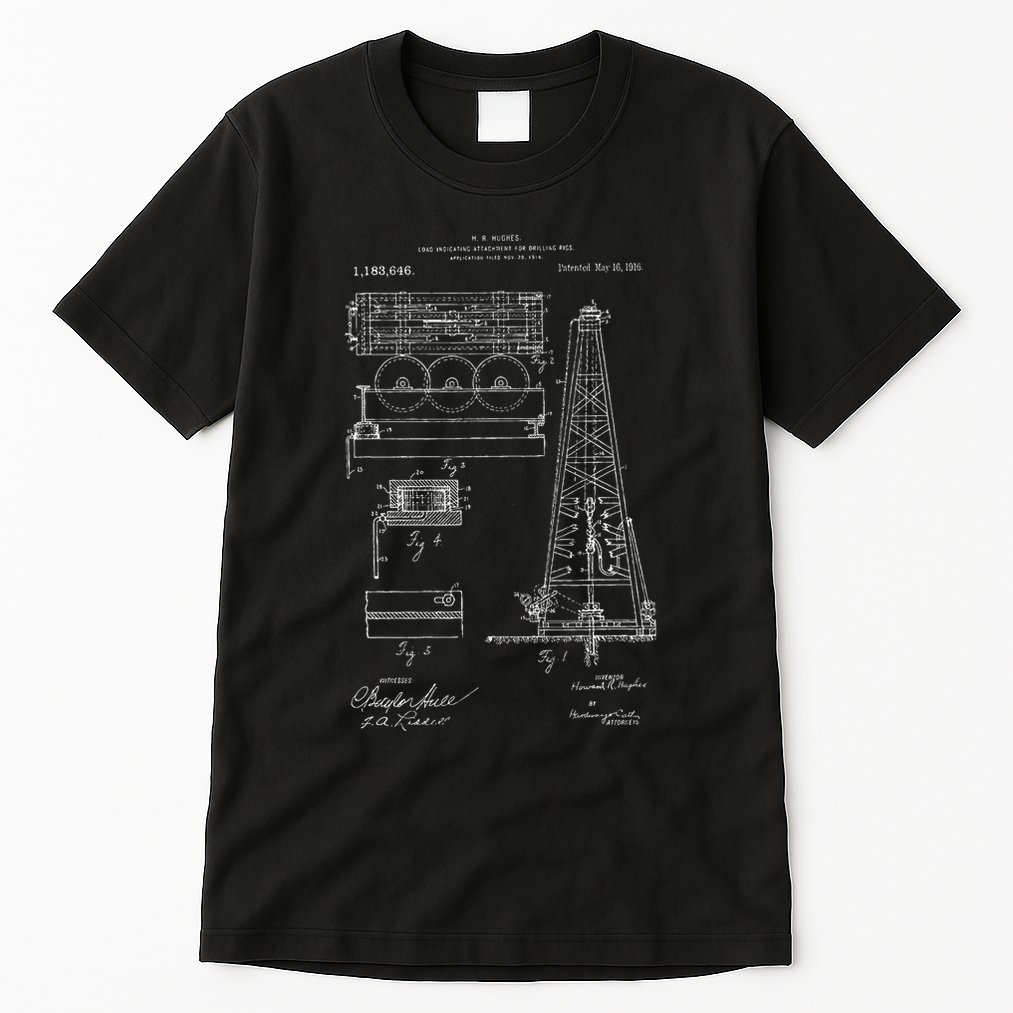Oil Drilling Rig Patent Graphic Oilfield Driller Gift Tall T-Shirt