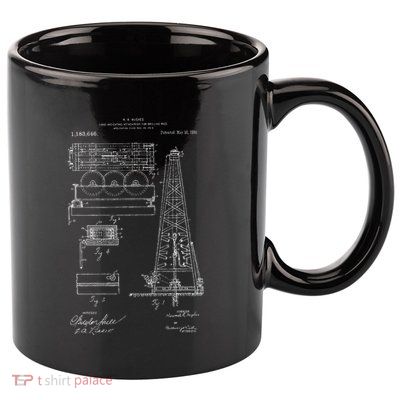 Oil Drilling Rig Patent Graphic Oilfield Driller Gift 11oz C Handle Ceramic Mug