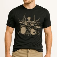 Octopus Drummer Rock N Roll Band Cooling Performance Crew T-Shirt