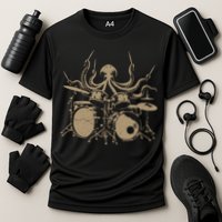 Octopus Drummer Rock N Roll Band Cooling Performance Crew T-Shirt