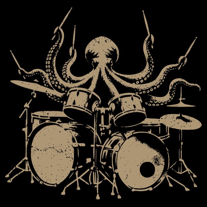 Octopus Drummer Rock N Roll Band Cooling Performance Crew T-Shirt