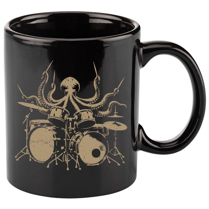 Octopus Drummer Rock N Roll Band 11oz C Handle Ceramic Mug