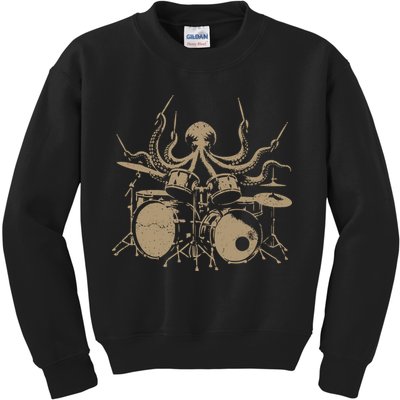 Octopus Drummer Rock N Roll Band Kids Sweatshirt