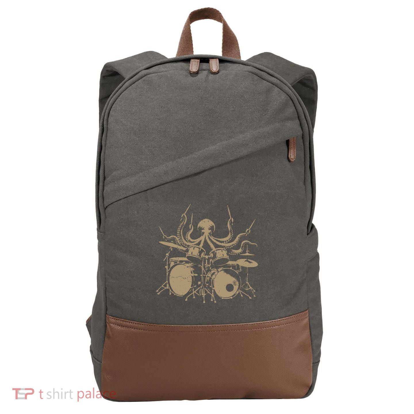 Octopus Drummer Rock N Roll Band Cotton Canvas Backpack