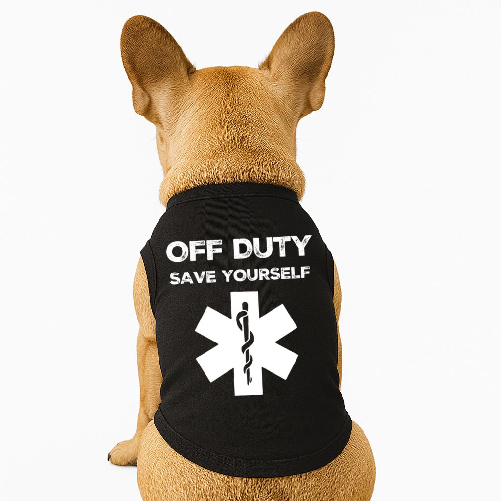 Off Duty Save Yourself Funny Nurse Nurses Day Doggie Tank
