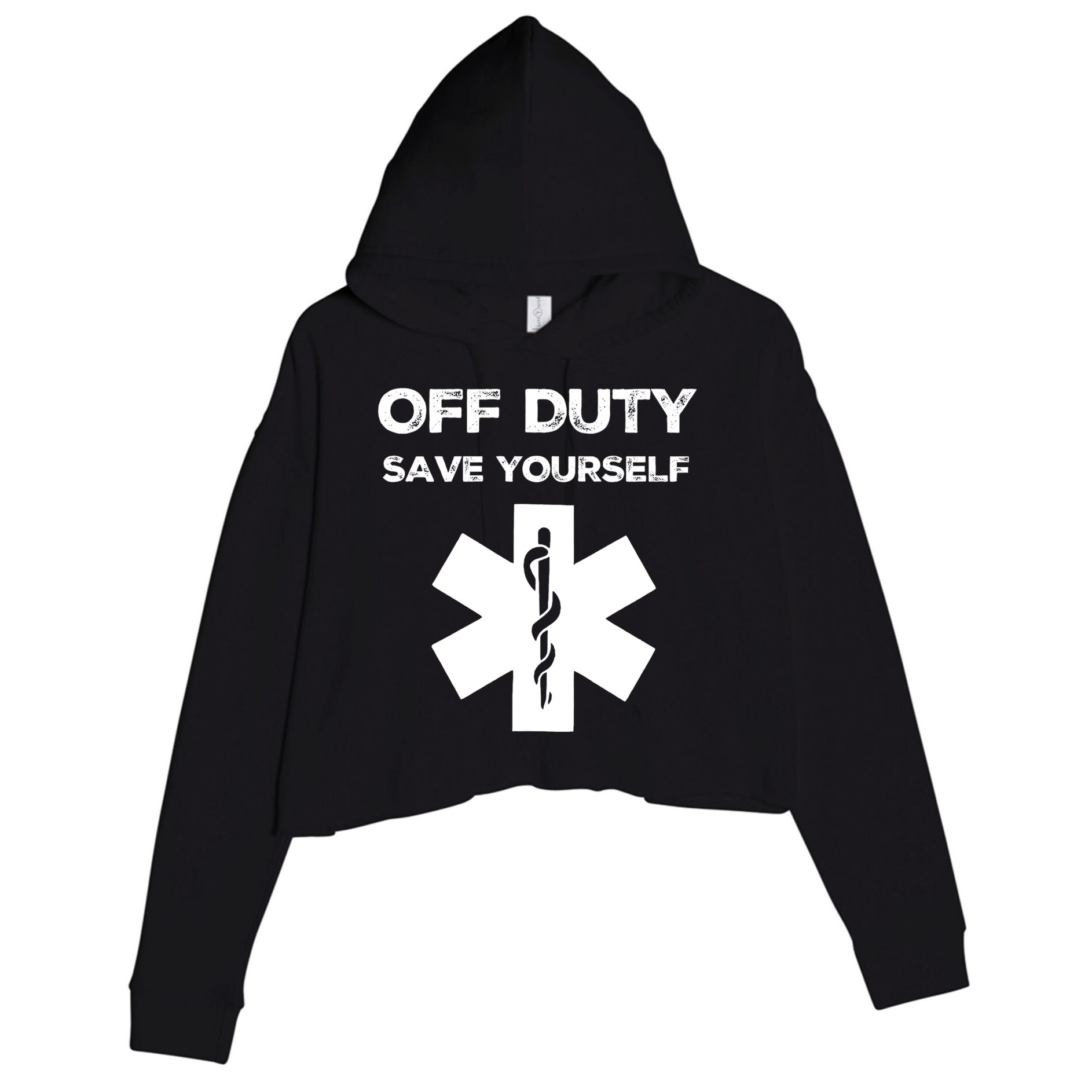 Off Duty Save Yourself Funny Nurse Nurses Day Crop Fleece Hoodie