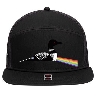 Original Dark Side Of The Loon Bird Watching Classic Rock Gift 7 Panel Mesh Trucker Snapback Hat