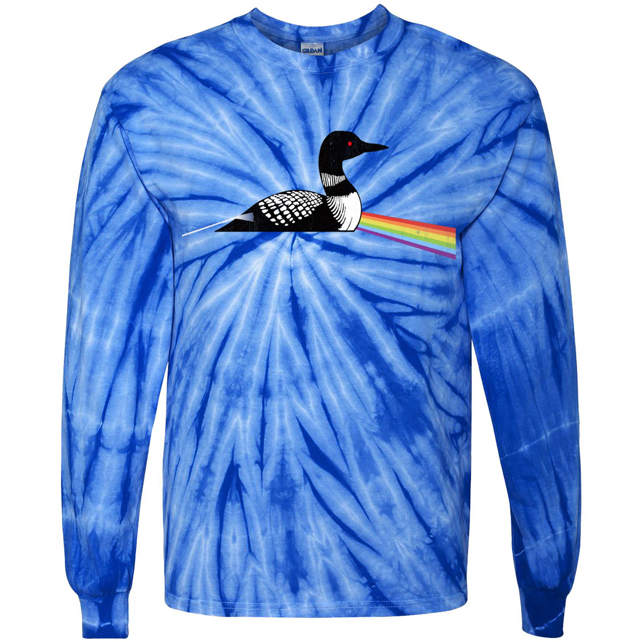 Original Dark Side Of The Loon Bird Watching Classic Rock Gift Tie-Dye Long Sleeve Shirt