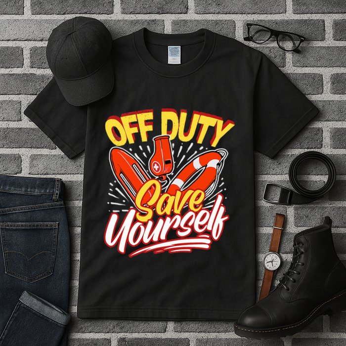 Off Duty Save Yourself Funny Lifesaver Lifeguards Tall T-Shirt