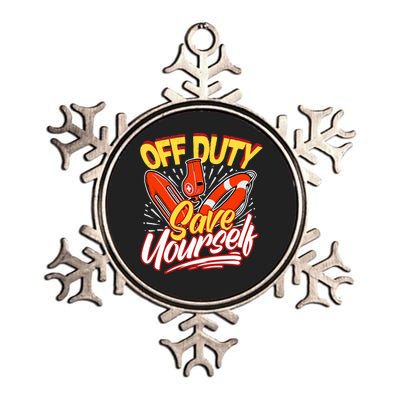 Off Duty Save Yourself Funny Lifesaver Lifeguards Metallic Star Ornament