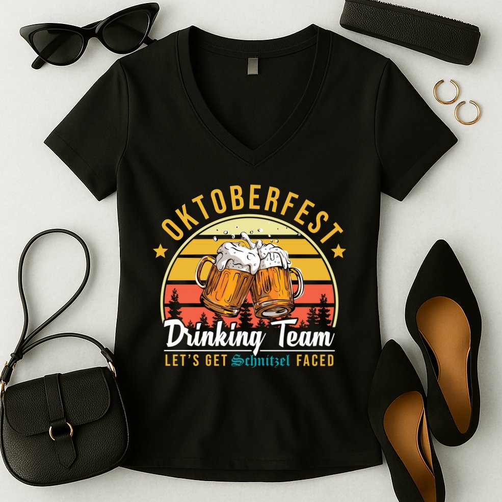 Oktoberfest Drinking Team Funny Beer Women's V-Neck T-Shirt