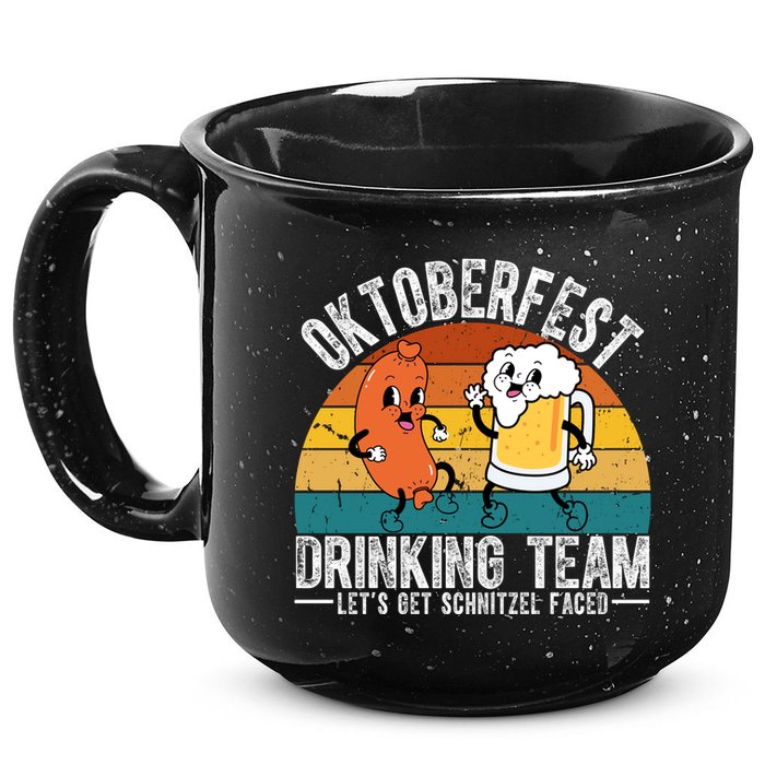 Oktoberfest Drinking Team Lets Get Schnitzel Faced Funny 15oz Campfire Ceramic Mug