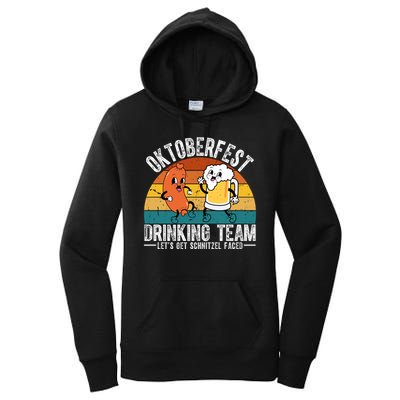 Oktoberfest Drinking Team Lets Get Schnitzel Faced Funny Women's Pullover Hoodie
