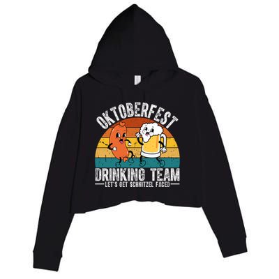 Oktoberfest Drinking Team Lets Get Schnitzel Faced Funny Crop Fleece Hoodie