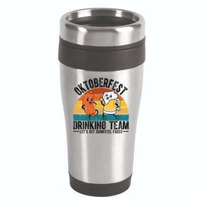Oktoberfest Drinking Team Lets Get Schnitzel Faced Funny 16oz Travel Tumbler
