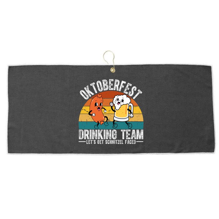 Oktoberfest Drinking Team Lets Get Schnitzel Faced Funny Large Microfiber Waffle Golf Towel