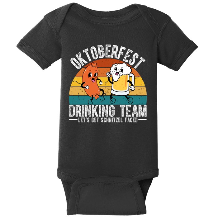Oktoberfest Drinking Team Lets Get Schnitzel Faced Funny Baby Bodysuit