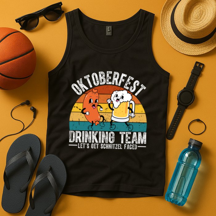 Oktoberfest Drinking Team Lets Get Schnitzel Faced Funny Tank Top