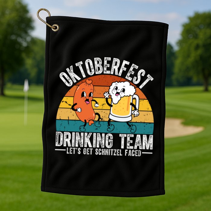 Oktoberfest Drinking Team Lets Get Schnitzel Faced Funny Golf Towel