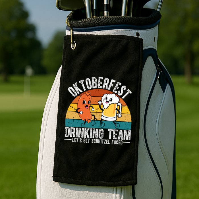 Oktoberfest Drinking Team Lets Get Schnitzel Faced Funny Golf Towel