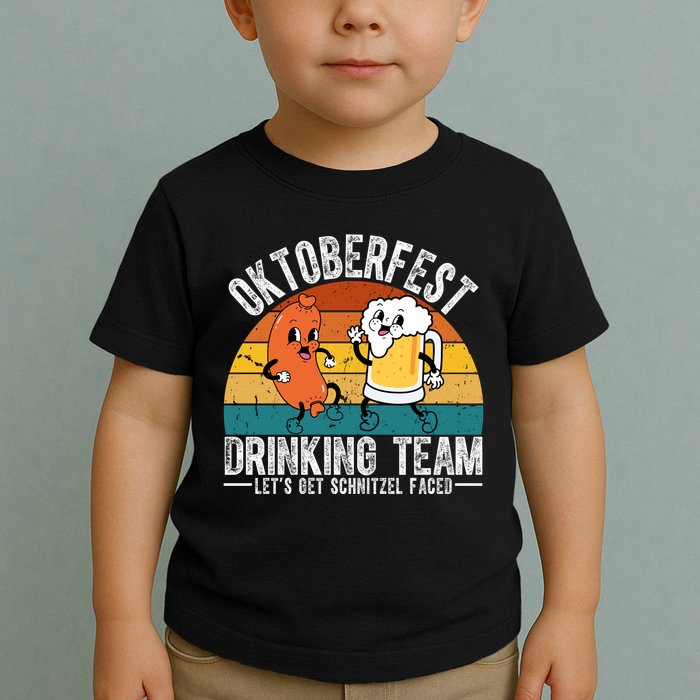 Oktoberfest Drinking Team Lets Get Schnitzel Faced Funny Toddler T-Shirt