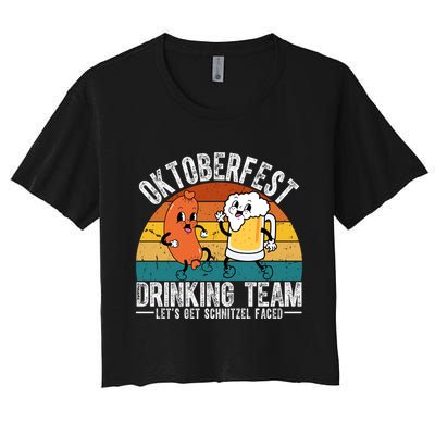 Oktoberfest Drinking Team Lets Get Schnitzel Faced Funny Crop Top