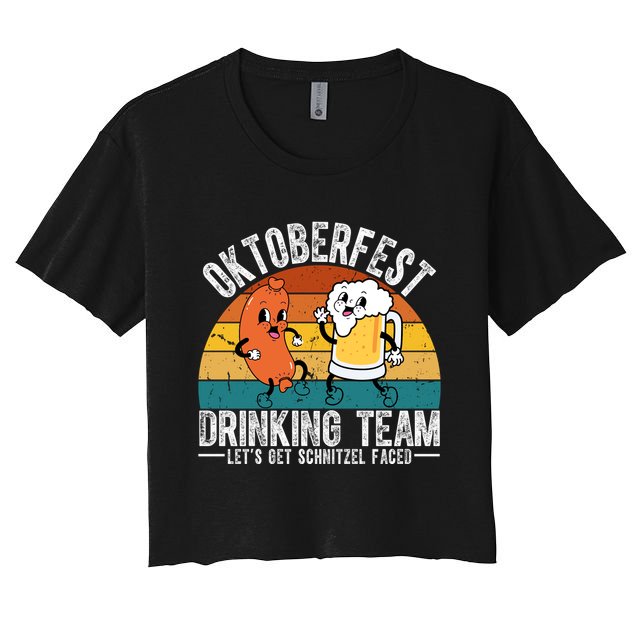 Oktoberfest Drinking Team Lets Get Schnitzel Faced Funny Crop Top