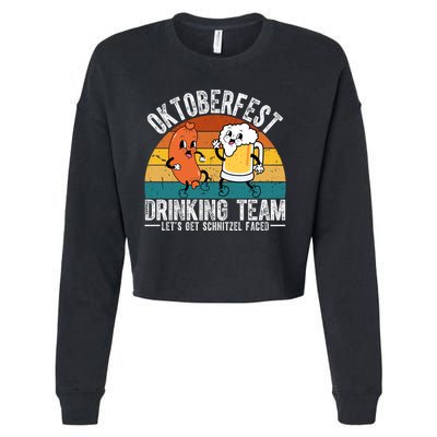 Oktoberfest Drinking Team Lets Get Schnitzel Faced Funny Cropped Pullover Crew
