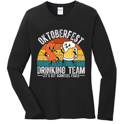 Oktoberfest Drinking Team Lets Get Schnitzel Faced Funny Ladies Long Sleeve Shirt