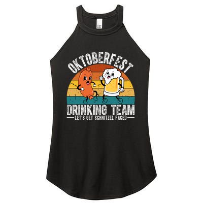 Oktoberfest Drinking Team Lets Get Schnitzel Faced Funny Women's Perfect Tri Rocker Tank