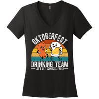 Oktoberfest Drinking Team Lets Get Schnitzel Faced Funny Women's V-Neck T-Shirt