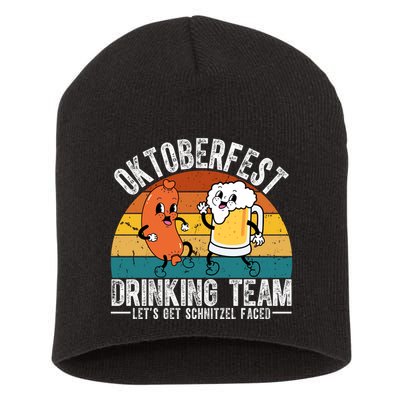 Oktoberfest Drinking Team Lets Get Schnitzel Faced Funny Short Acrylic Beanie