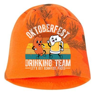 Oktoberfest Drinking Team Lets Get Schnitzel Faced Funny Kati - Camo Knit Beanie