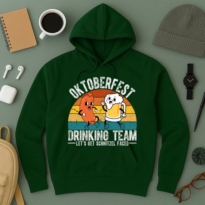 Oktoberfest Drinking Team Lets Get Schnitzel Faced Funny Hoodie