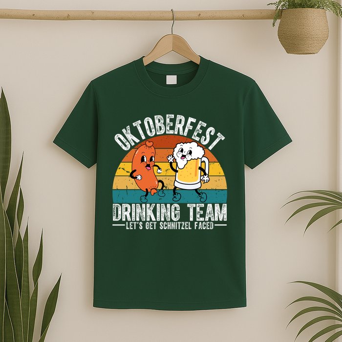 Oktoberfest Drinking Team Lets Get Schnitzel Faced Funny T-Shirt